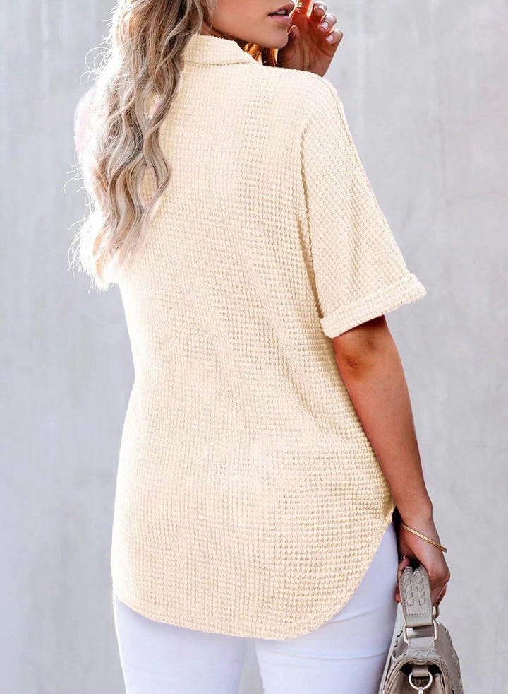 Solen – Waffle Knit Oversized Button-Up Shirt