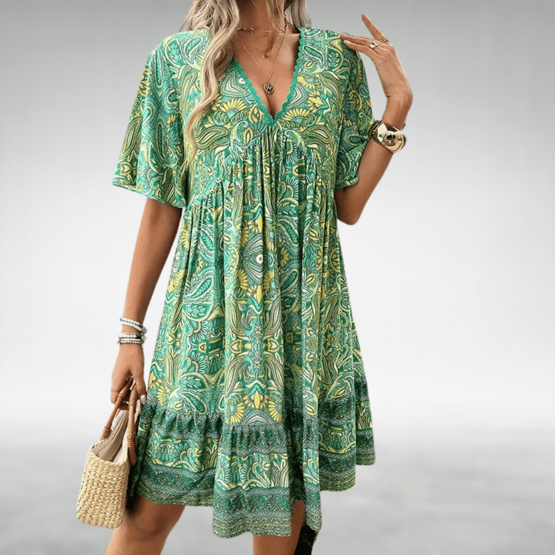 Bennett – Boho Swing Dress V-Neck Flowy Print