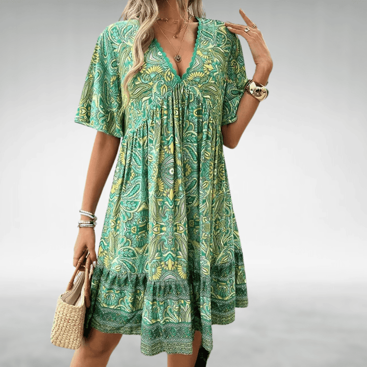 Bennett – Boho Swing Dress V-Neck Flowy Print