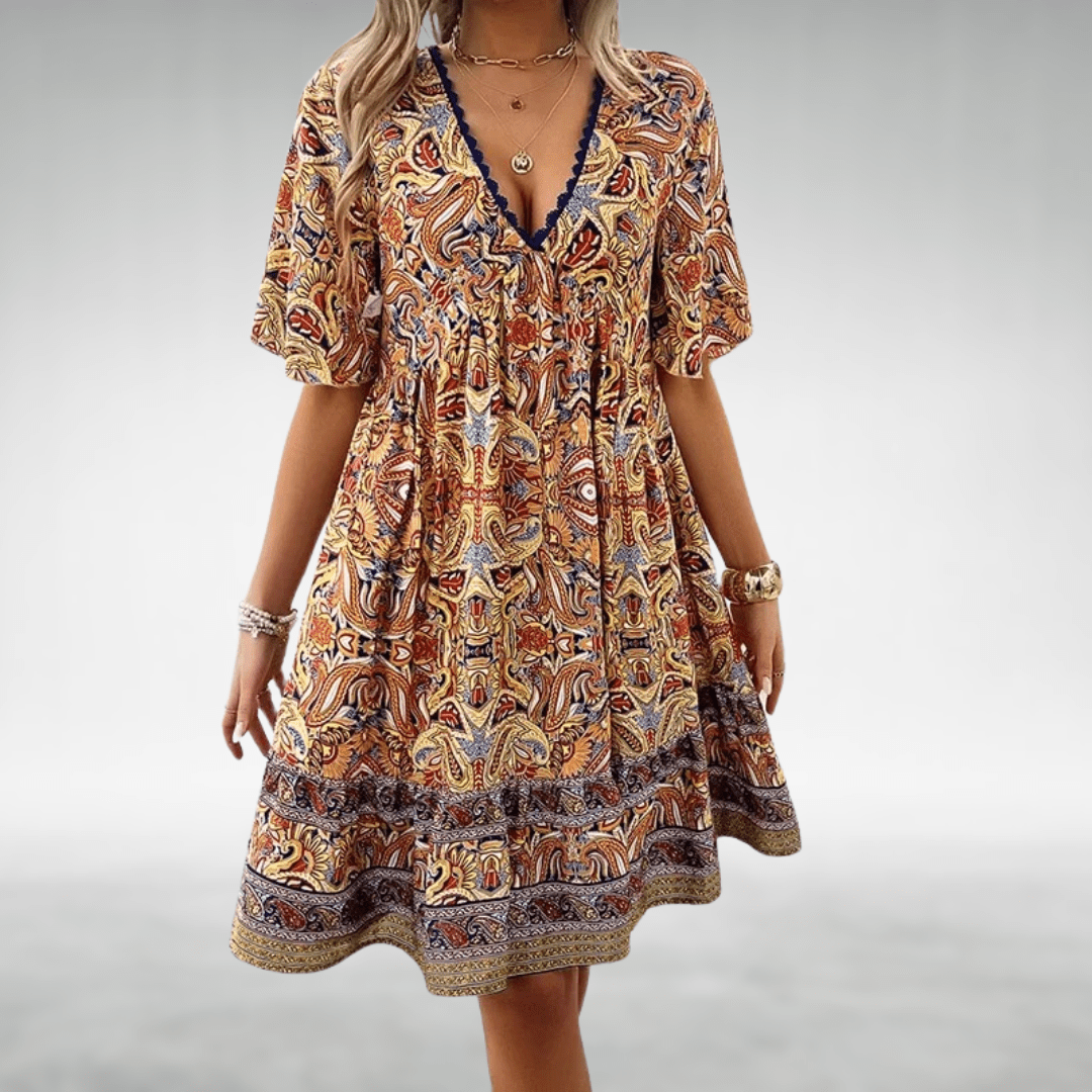 Bennett – Boho Swing Dress V-Neck Flowy Print