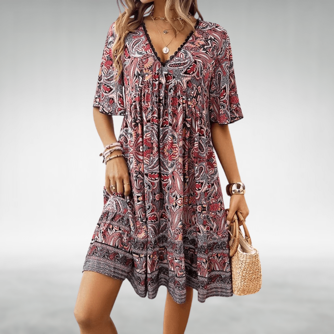 Bennett – Boho Swing Dress V-Neck Flowy Print