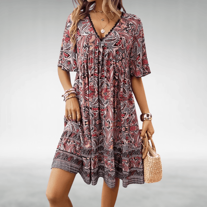 Bennett – Boho Swing Dress V-Neck Flowy Print