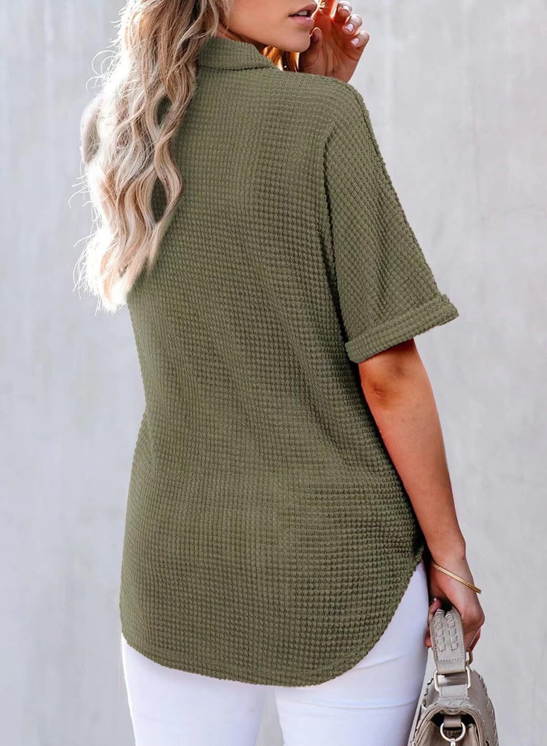 Solen – Waffle Knit Oversized Button-Up Shirt