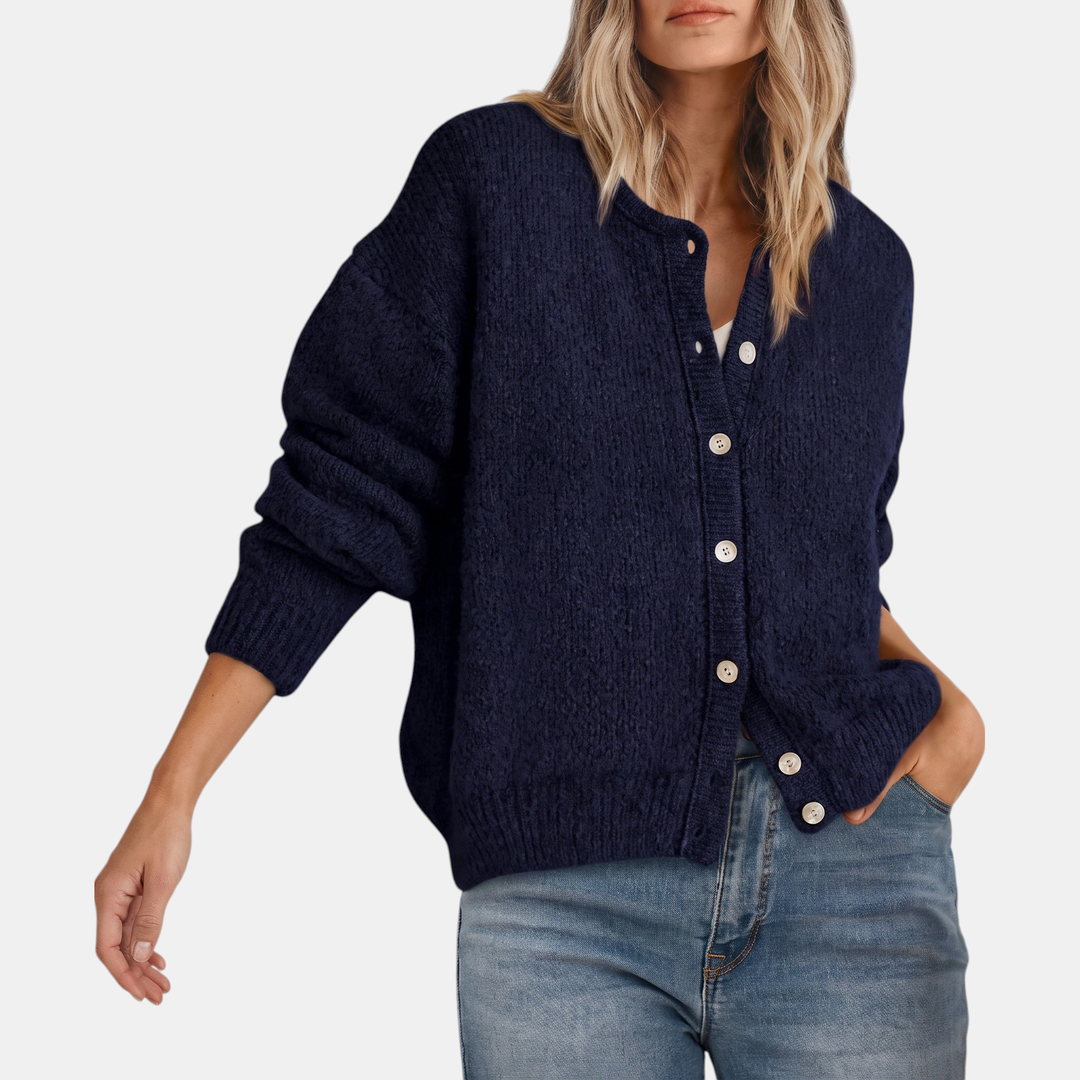 Candice | Button Front Crewneck Cardigan