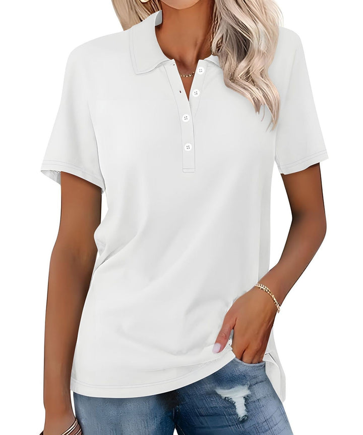Danara – Classic Polo Shirt with Button Collar
