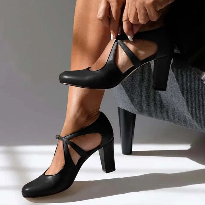 Raina | Block Heel Strap Pumps