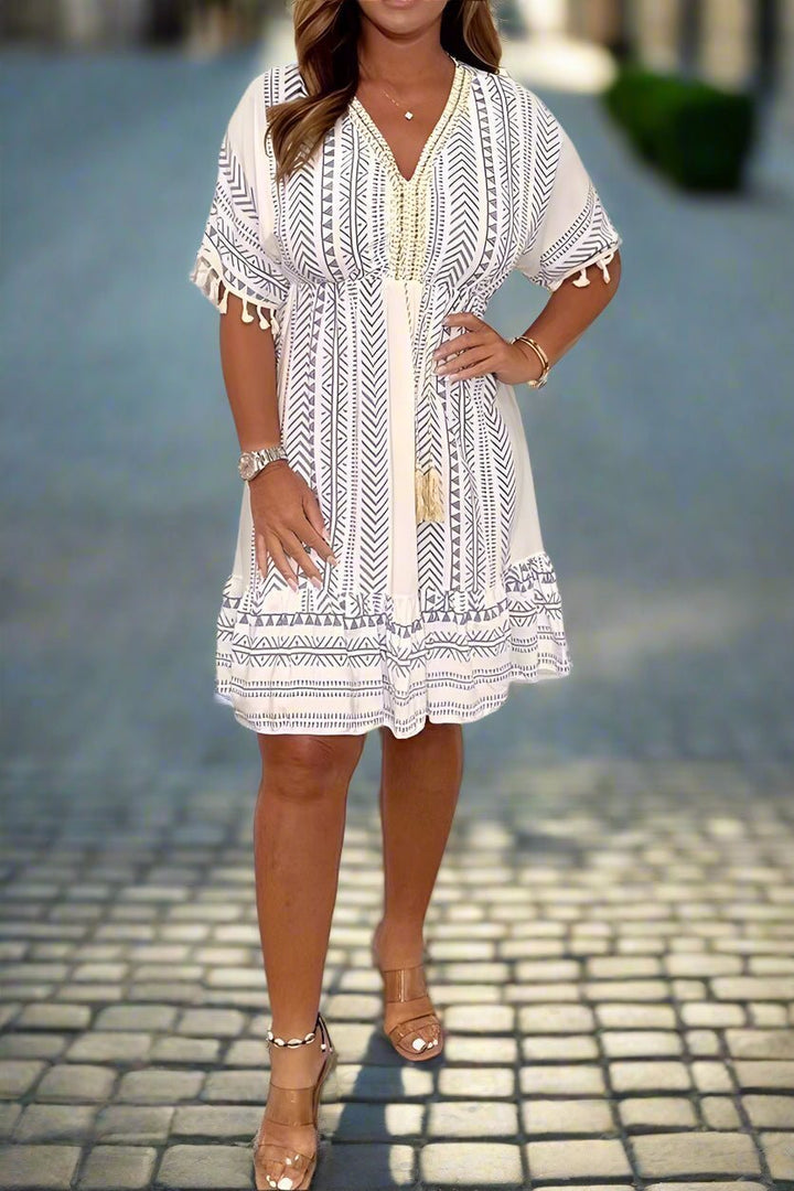 Magdalena – Printed V-Neck Dress