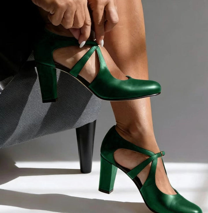 Raina | Block Heel Strap Pumps