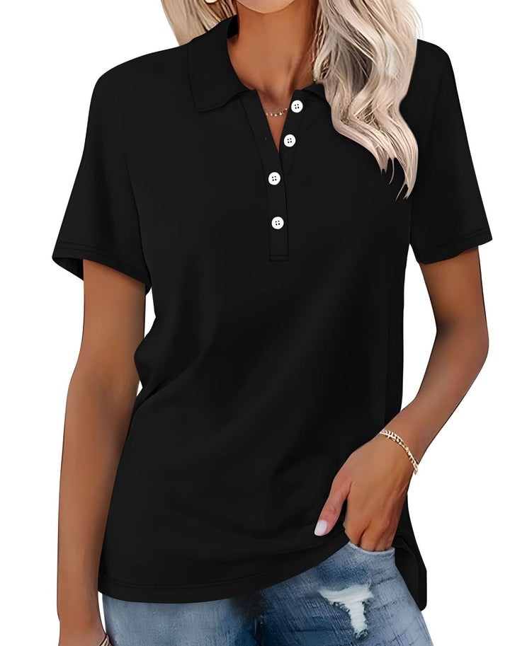 Danara – Classic Polo Shirt with Button Collar