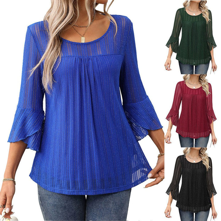Larra – Pleated Blouse with Bell Sleeves