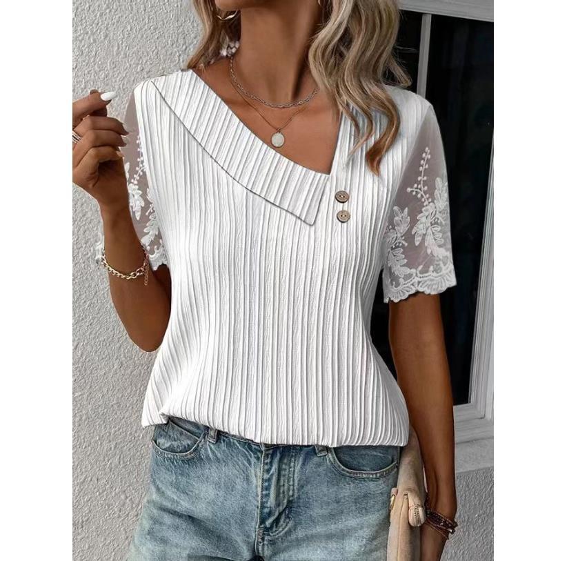Haifa – Lace Blouse with Asymmetric Neckline