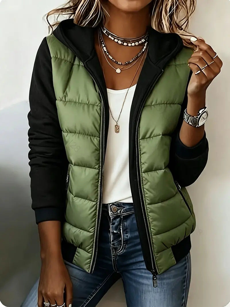 Nina | Hooded Quilted Colorblock Jacket