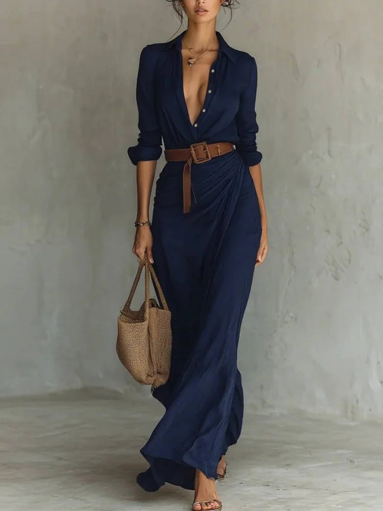 Anna | Lapel-Wrap Maxi Dress