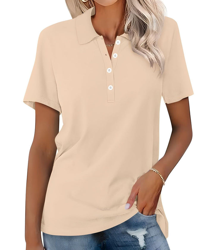 Danara – Classic Polo Shirt with Button Collar
