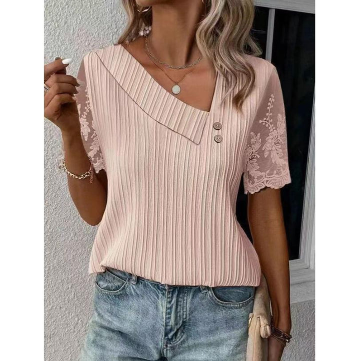 Haifa – Lace Blouse with Asymmetric Neckline