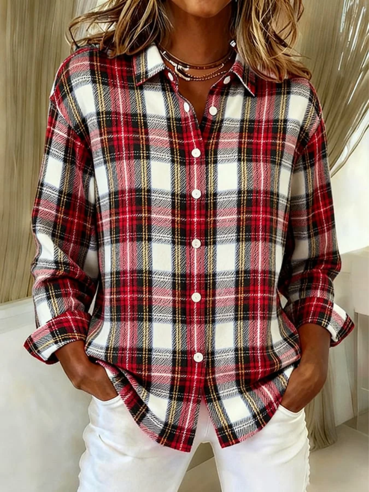 Renee | Plaid Button-Up Blouse