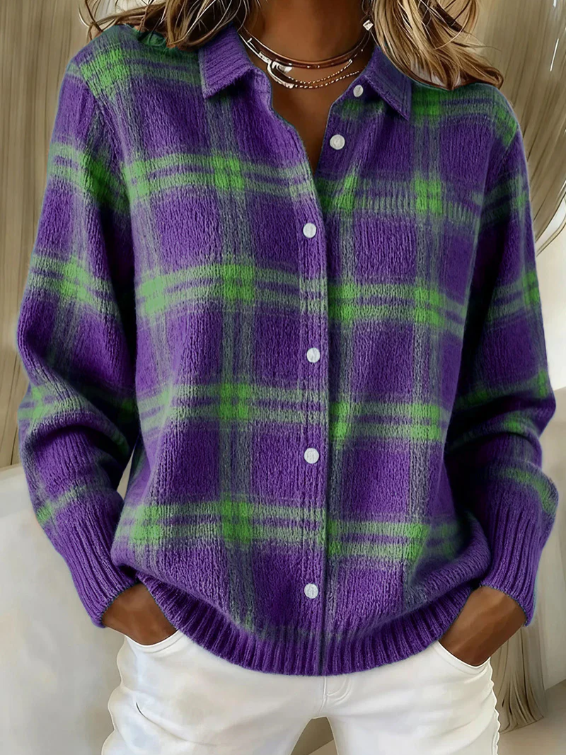 Renee | Plaid Button-Up Blouse