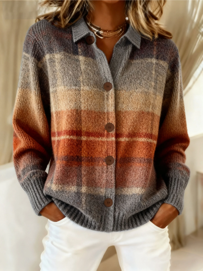 Mabel | Checkered Knit Blouse