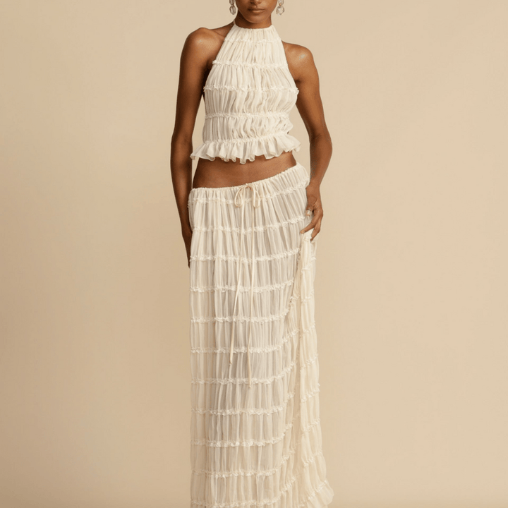 Lira – Halter Top and Skirt Set with Ruched Detail