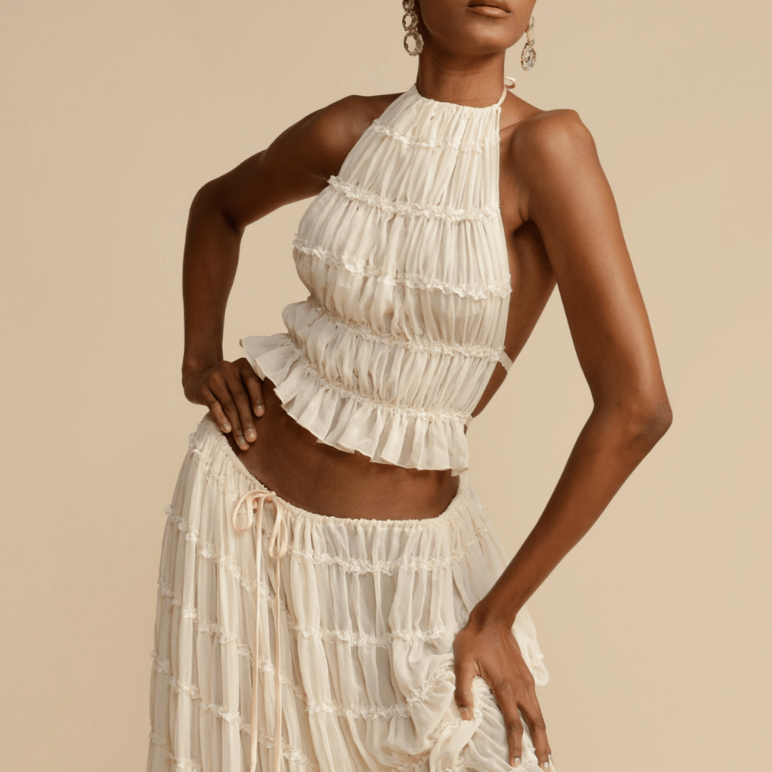 Lira – Halter Top and Skirt Set with Ruched Detail