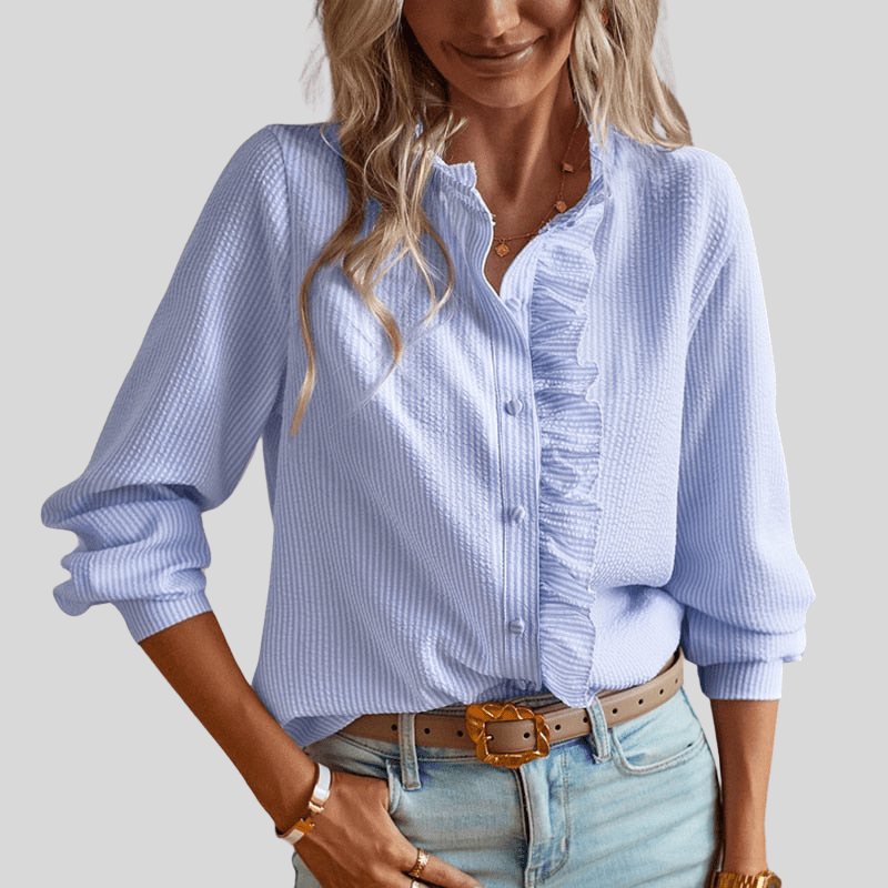 Alina – Ruffle Blouse with Elegant Collar