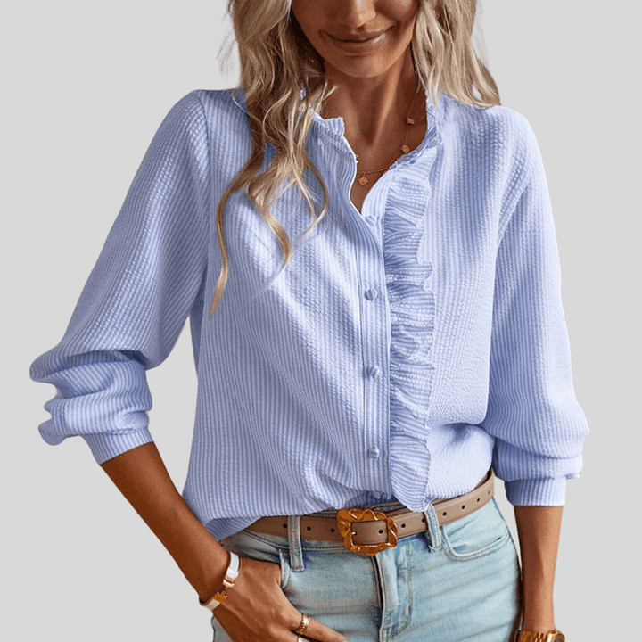 Alina – Ruffle Blouse with Elegant Collar