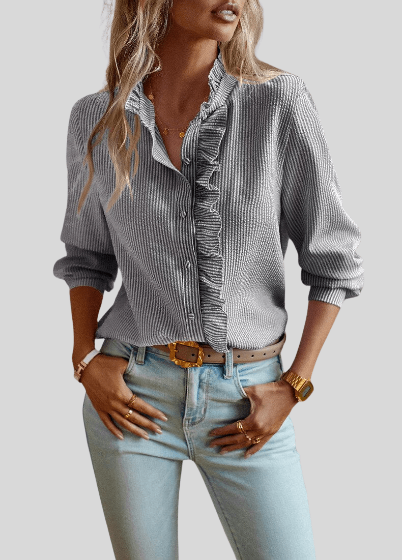 Alina – Ruffle Blouse with Elegant Collar