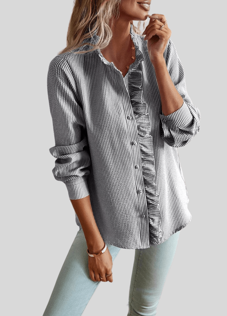 Alina – Ruffle Blouse with Elegant Collar