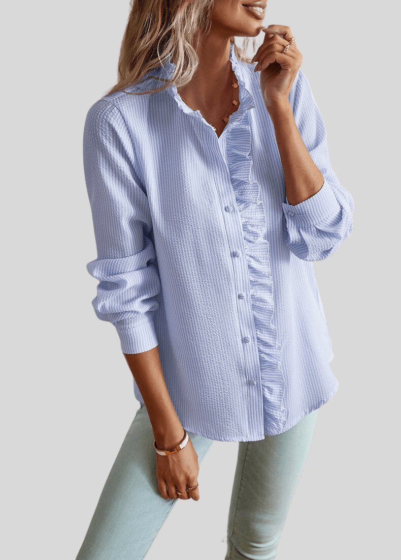 Alina – Ruffle Blouse with Elegant Collar