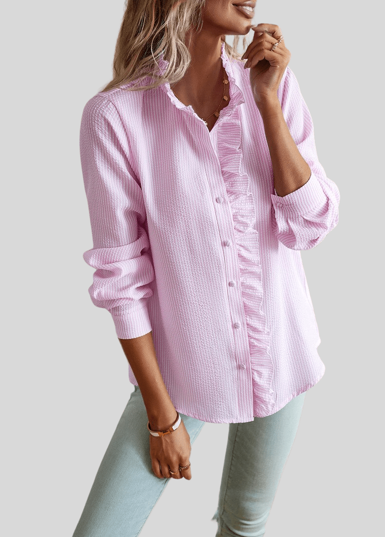 Alina – Ruffle Blouse with Elegant Collar