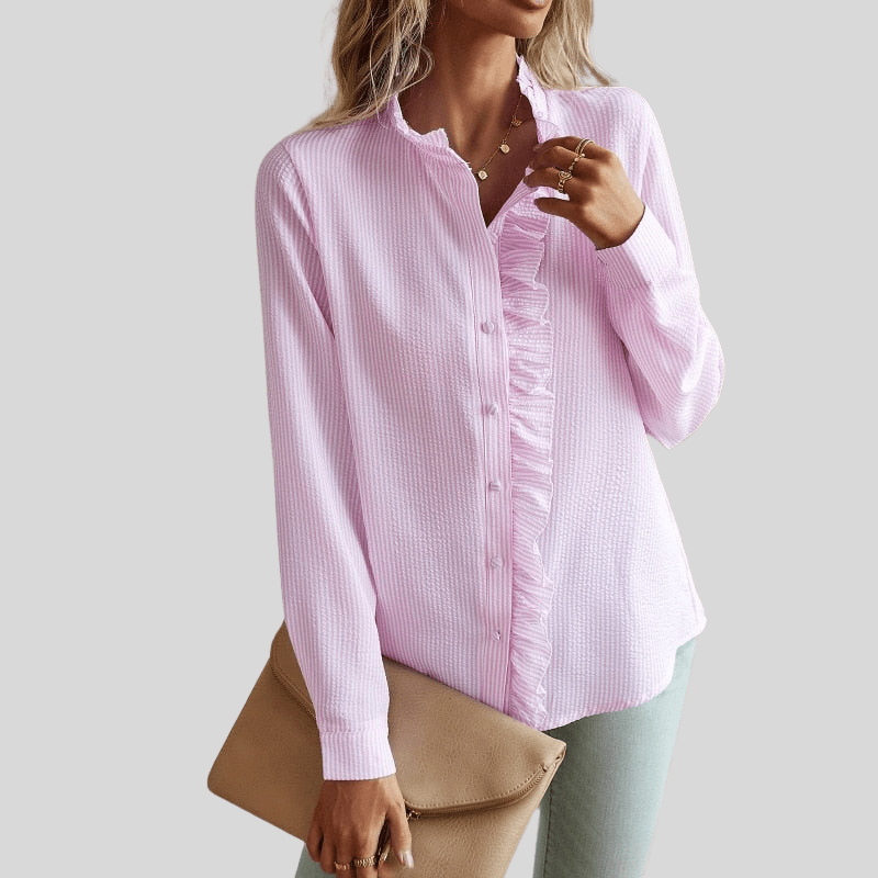 Alina – Ruffle Blouse with Elegant Collar