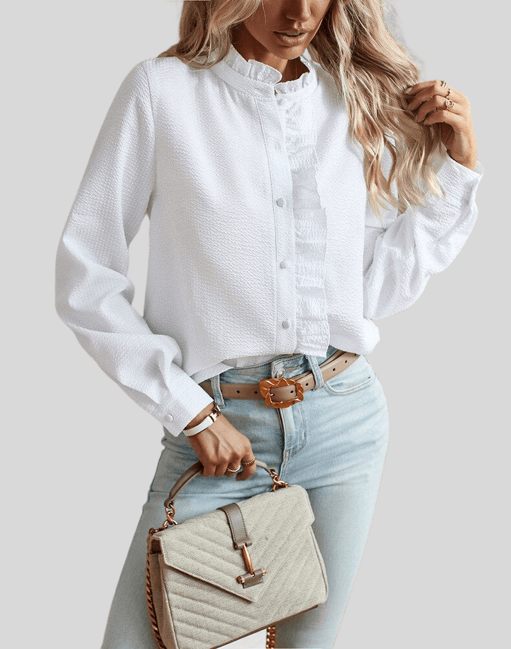 Alina – Ruffle Blouse with Elegant Collar