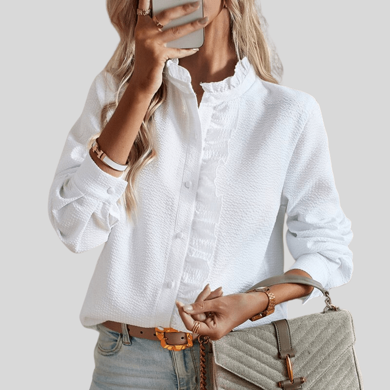 Alina – Ruffle Blouse with Elegant Collar