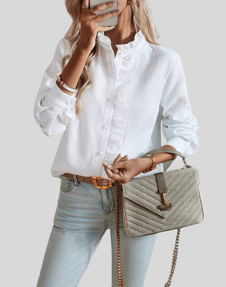 Alina – Ruffle Blouse with Elegant Collar