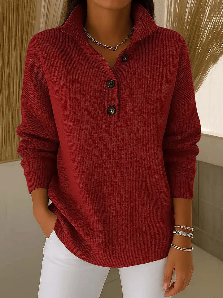 Amelia | Polo Sweater with V-Neck
