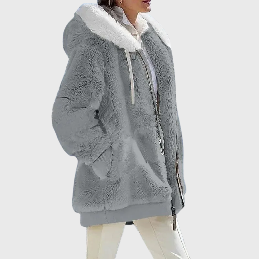 Sofia | Colorblock Fuzzy Hooded Jacket