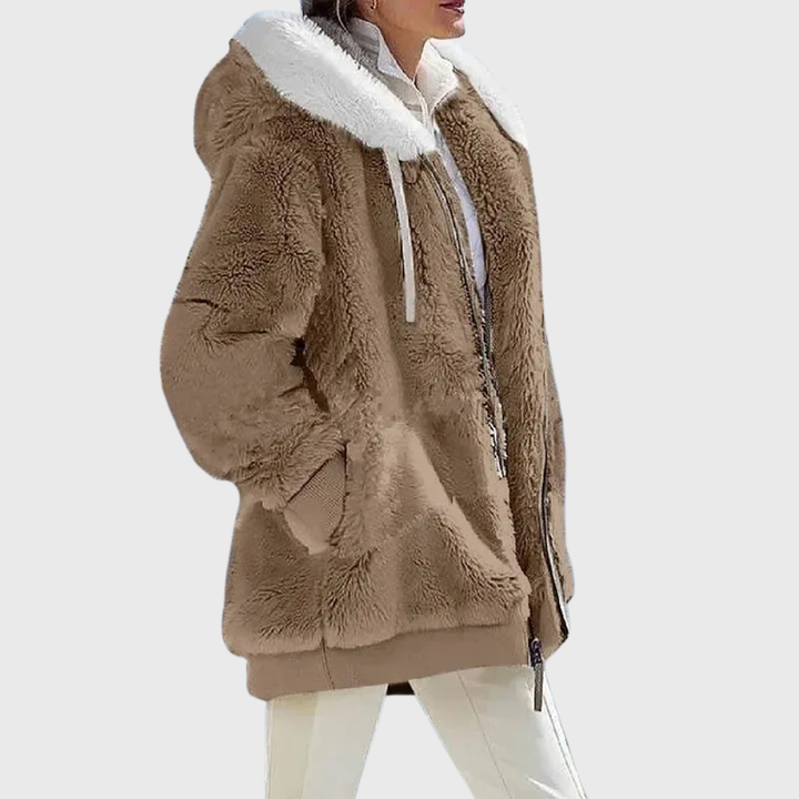 Sofia | Colorblock Fuzzy Hooded Jacket