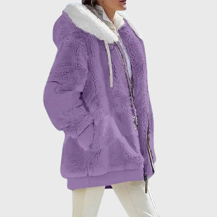 Sofia | Colorblock Fuzzy Hooded Jacket