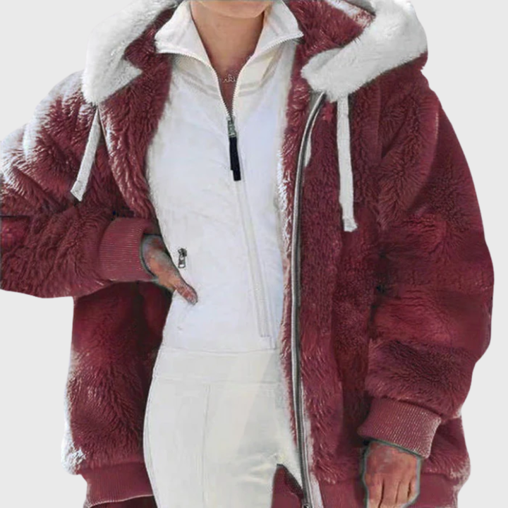 Sofia | Colorblock Fuzzy Hooded Jacket