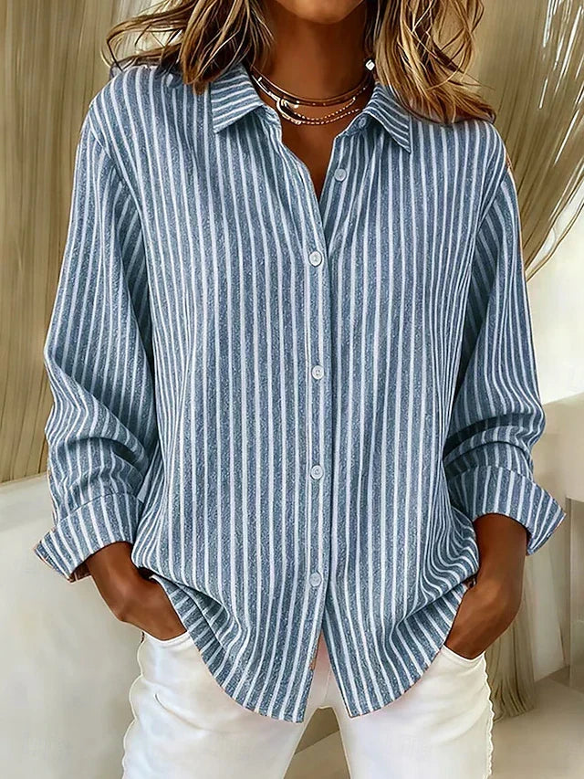 Genevieve | Striped Button-Up Shirt
