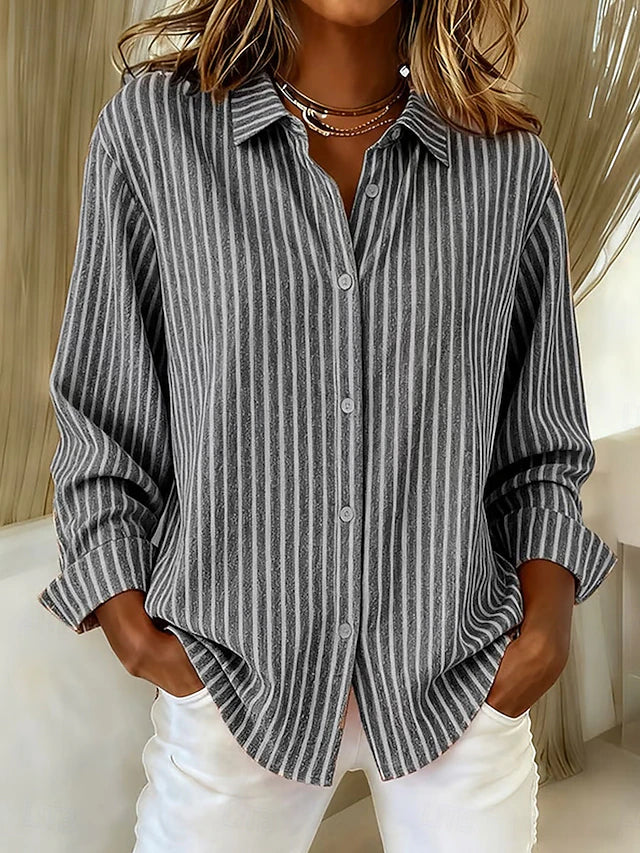 Genevieve | Striped Button-Up Shirt