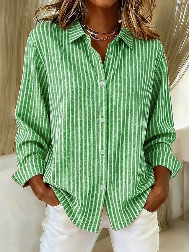Genevieve | Striped Button-Up Shirt