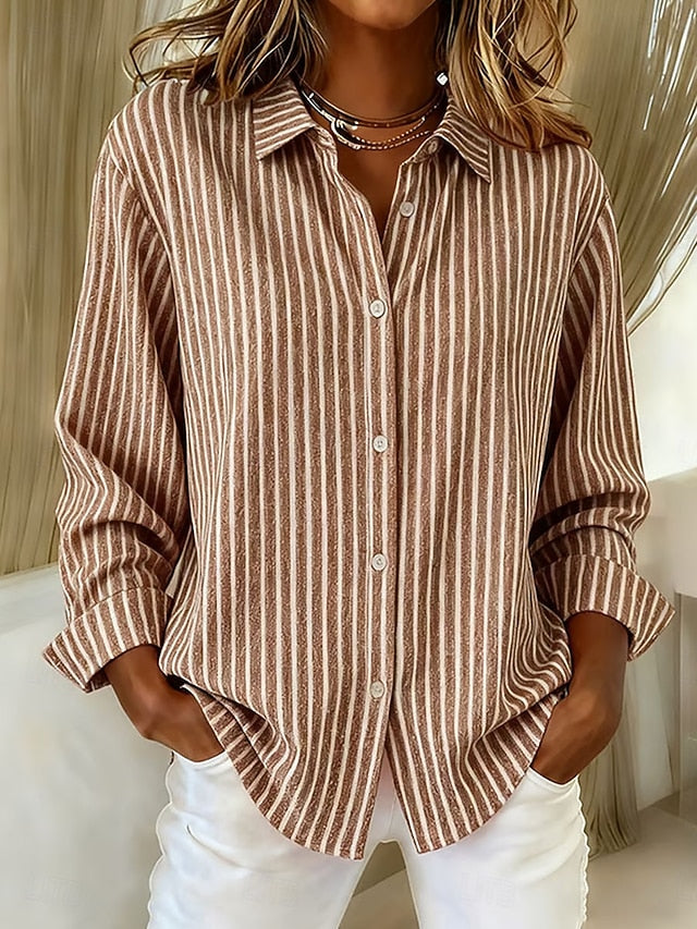 Genevieve | Striped Button-Up Shirt