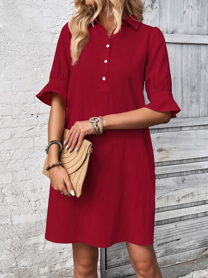 Cameron – Button-Down Ruffle Sleeve Dress