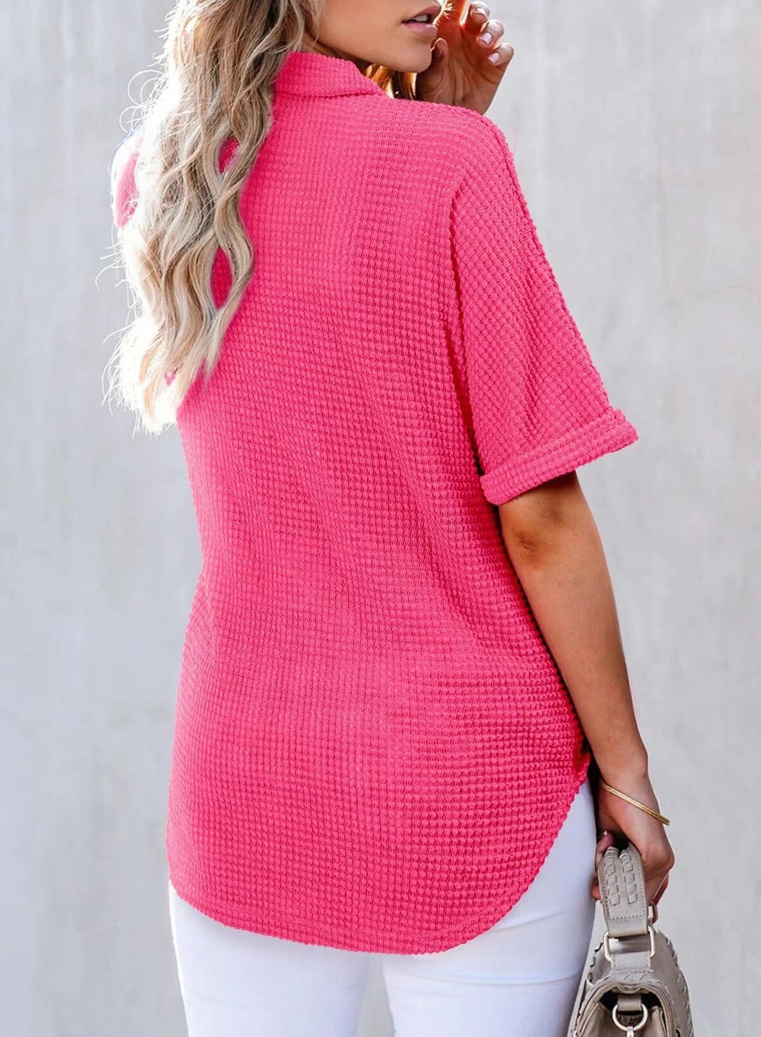 Solen – Waffle Knit Oversized Button-Up Shirt