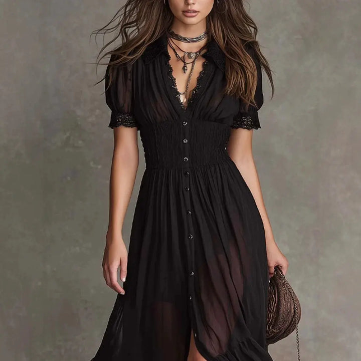 REBECCA | BUTTON-FRONT MAXI DRESS
