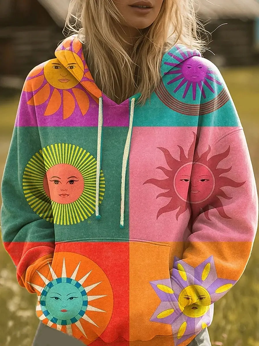 Talia | Rainbow Sunburst Graphic Hoodie