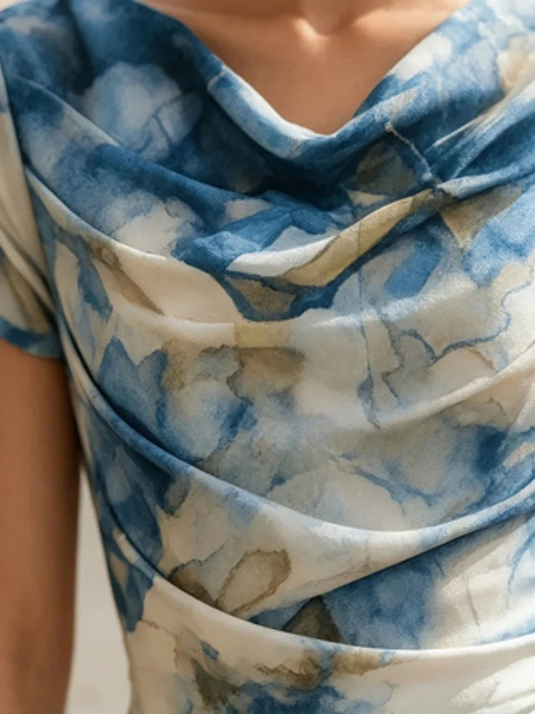 Claire | Watercolor Draped Midi Dress