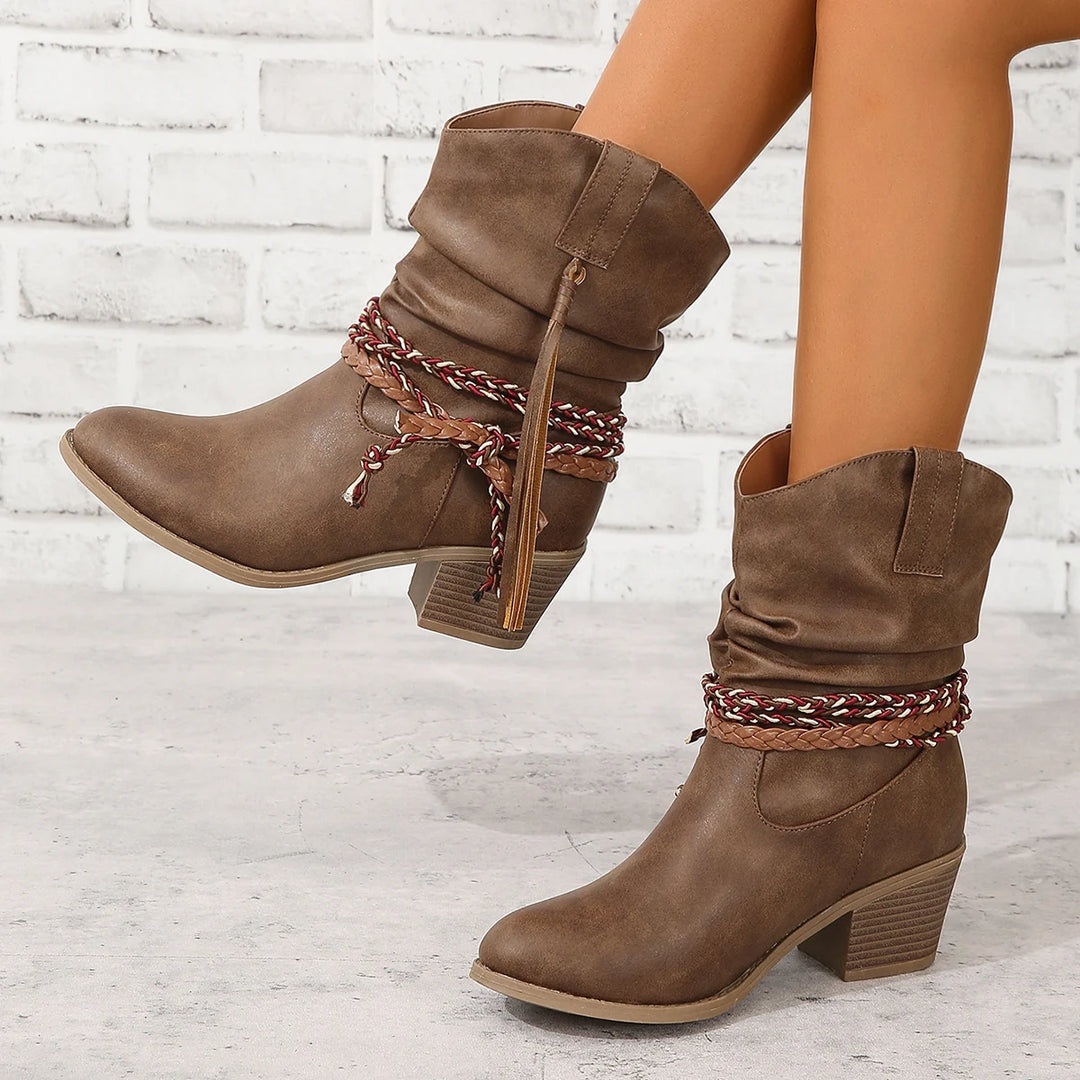 Dolores | Braided Tassel Ankle Boots
