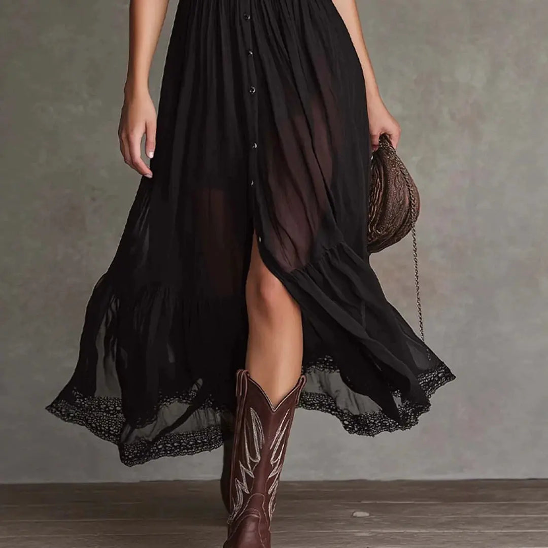 REBECCA | BUTTON-FRONT MAXI DRESS